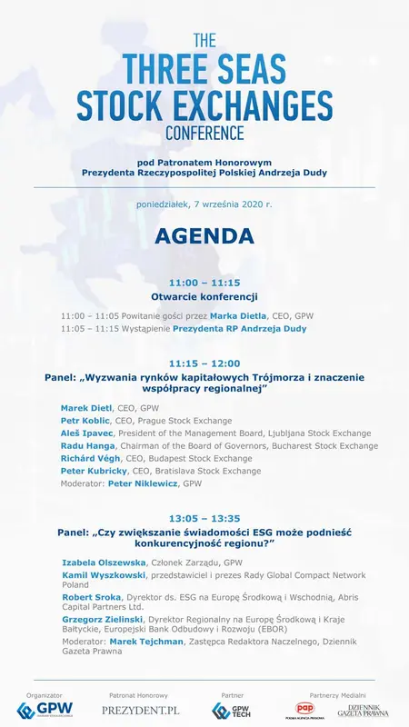 Konferencja Giełd Trójmorza agenda spotkania inwestycyjnego